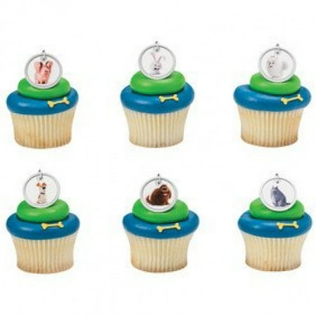 Snow Tubing Birthday Party 24 Pack The Secret Life of Pets Dog Tags Cupcake Rings Max and Snowball Kids Birthday Party Supplies Great for Favor Bags ()
