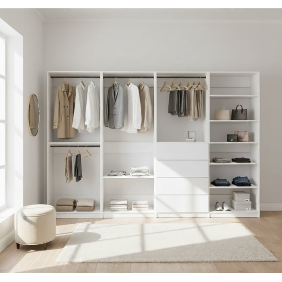 Prosper White Freestanding Walk in Wood Closet System