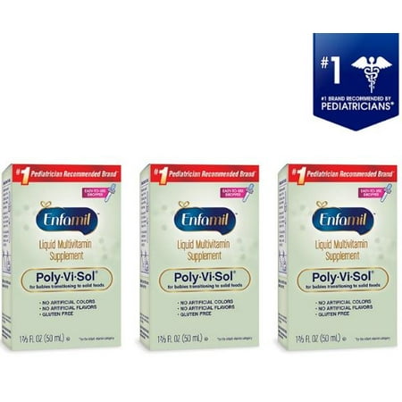 (3 Pack) Enfamil Poly-Vi-Sol Liquid Multivitamin Infant Supplement, 1.67 fl oz (50 (Best Multivitamin For Toddlers Under 2)