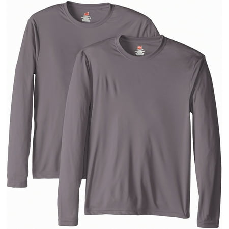 Hanes Men Two Pack Long-Sleeve Cool Dri T-Shirts, Pack of 2