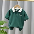 thumbnail image 2 of Boys Polo Shirts Short Sleeve Green Toddler Button Up Shirt Lapel Collar Uniform Boy Clothes, 2 of 4