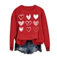 thumbnail image 1 of Penkiiy Chandail en Molleton Imprimé Cœur pour Femmes Manches Longues Col Rond Décontracté Ample Vintage Amour Graphique Chandail TG Rouge, 1 of 4