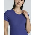 thumbnail image 3 of Real Essentials 4 Pack: Women's Ribbed Knit Short Sleeve Crew Neck T-Shirt (Available in Plus), 3 of 6