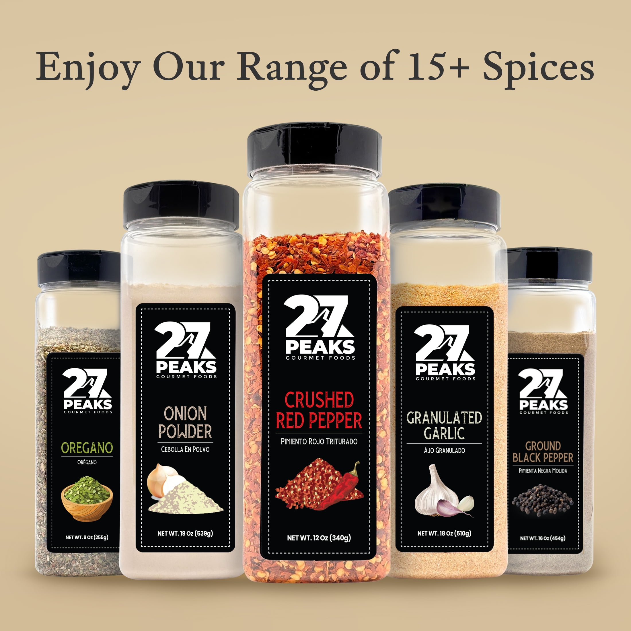 27 Peaks Gourmet All Natural Crushed Red Pepper Flakes, 12 oz Bottle