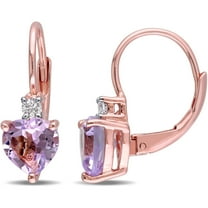 Everly Women's 2.1CT TGW Created White Sapphire and Amethyst Rose Gold Plated Heart Earrings