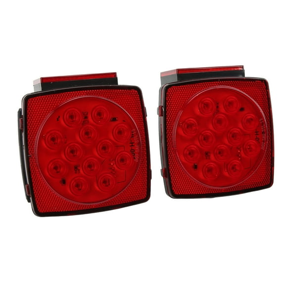 LED Square Trailer Light, Trailer Tail Brake Light Energy Saving Pair High Security Shock Resistant Super Brightness for Campers Boats Snowmobiles