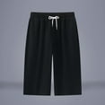 thumbnail image 4 of Long Shorts for Men Summer Casual with Pockets M-5X Capris Elastic Waisted Drawstring Sweat Short Pant (XL, Black), 4 of 6