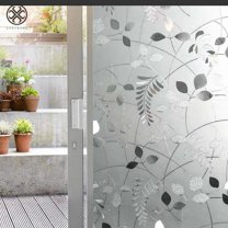 Luxtrada Window Privacy Film Rainbow Window Clings 3D Decorative Window Vinyl Stained Glass Window Decals Static Cling Window Sticker Non-Adhesive for Home Kitchen Bathroom Office (Leaf)