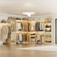 thumbnail image 7 of Homieasy Closet system with 5 wooden drawers, 7 hanging rods and corner tower, corner closet system with hanging, 132" L-shaped walk-in wardrobe organizer, 2000+ lbs capacity, set of 3, White Oak, 7 of 7