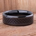 thumbnail image 3 of 1pc vacation style 8mm men's 304L stainless steel single ring, gun black coated carbon fiber inlay, non-rust beveled wedding ring,Black11, 3 of 9