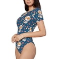 thumbnail image 2 of Daiia Space Puppy print Women's Crew Neck Short Sleeve Bodysuit Fashion Tops Fit Casual Basic Extender Bodysuit-XX-Large, 2 of 9