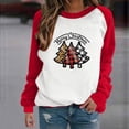thumbnail image 1 of Hauts de Noël en Solde, Pull à Col Rond Imprimé Tendance pour Femmes, Manches Longues, Blouse Confortable, Chandail en Molleton Rouge L, 1 of 1