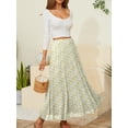 thumbnail image 2 of Women's Chiffon Elastic High Waist Pleated A-Line Flared Maxi Skirts, 2 of 5