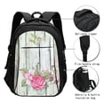 thumbnail image 3 of Balery Vintage Wood with Floral Mochila con carga USB para hombre y mujer - Mochila impermeable y antirrobo para portátil con puerto USB para viajes, trabajo, estudios y universidad, 3 of 7