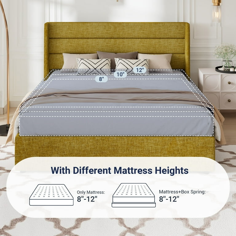 Allewie Queen Size Upholstered Wooden Platform Bed Frame