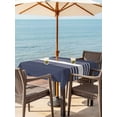 thumbnail image 4 of Square Outdoor Tablecloth with Umbrella Hole Vintage Striped Outside Table Cloth Waterproof Patio Table Cover Midnight Blue Modern Simple Lines Zipper Tablecloths for Picnic Party Camping 60x60 Inch, 4 of 8