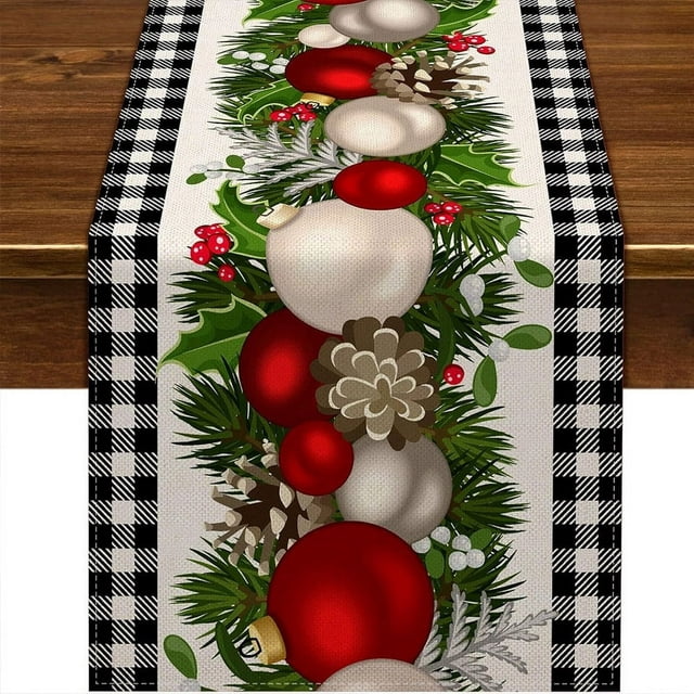 Christmas Table Runner Tree Snowman Home Kitchen Dining Table Decoration Noel Gift Linen Tablecloth