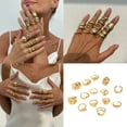 thumbnail image 2 of Mix and Matching Pearls Hollow Irregular Rings Set in Gold Silver Tones Trendy Jewelry, 2 of 14