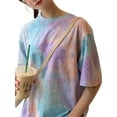 thumbnail image 3 of Women Summer Half Sleeve Top Tie-dye Pattern Loose Round Neck T-shirt Casual Lady Girls Tee Shirts Plus Size, 3 of 9
