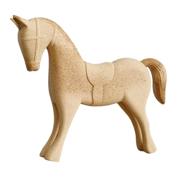 Escultura de caballo de madera en blanco, pintura DIY, adorno animal, figura creativa de escritorio Estilo B