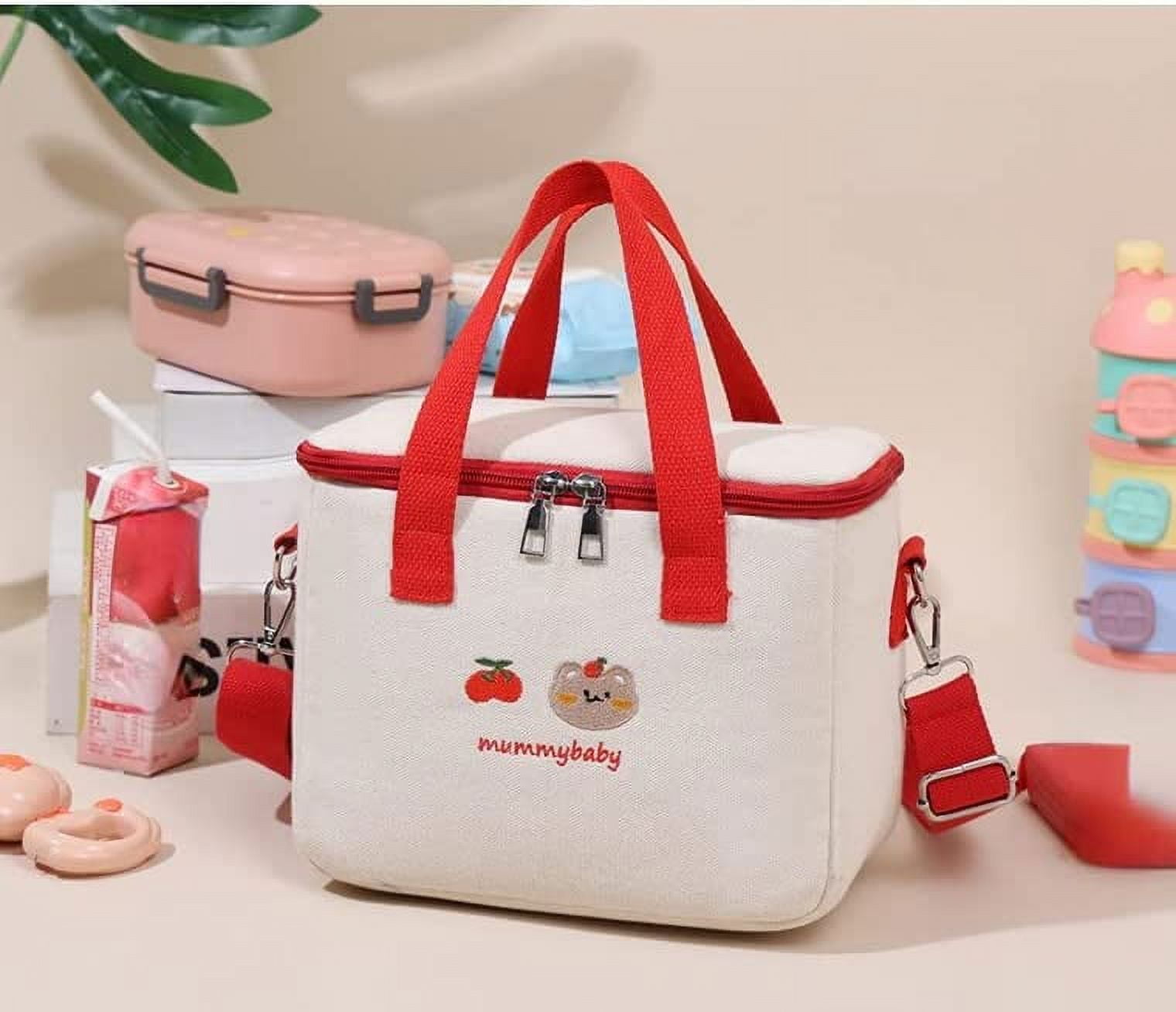 Kawaii Bear Lunch Bags For Women Kids Girl Cute Korean Canvas Insulated  Portable Picnic Tote Food Storage Bags For Office Lady