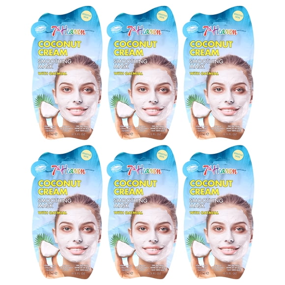 Mascarilla facial 7th Heaven Coconut Cream para mujer, 6 x 15 ml