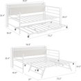 thumbnail image 5 of Gaderth Twin DayBed with Charging Station and LED Lights, Corduroy Upholstered Storage Headboard, Metal Twin Daybed with Trundle&Pop Up Trundle Bed for Living Room, Bedroom and Guest Room, 5 of 6