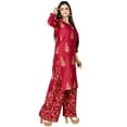 thumbnail image 2 of Chandrakala Gold Foil Printed Kurti Palazzo Set for Women Rayon Cotton Indian Ethnic Tunic ,Medium (K176RED2), 2 of 4