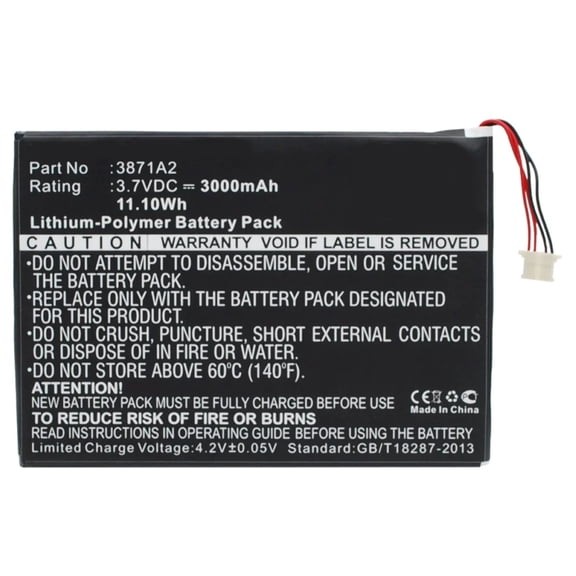 Batteries N Accessories BNA-WB-P5191 Tablets Battery - Li-Pol, 3.7V, 3000 mAh, Ultra High Capacity Battery - Replacement for Prestigio 3871A2 Battery