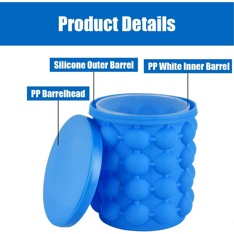  Large 2 in 1 Silicone Ice Bucket & Ice Mold with lid,Silicon Ice  Cube Maker Genie, Portable Silicon Ice Cube Maker (Blue): Home & Kitchen