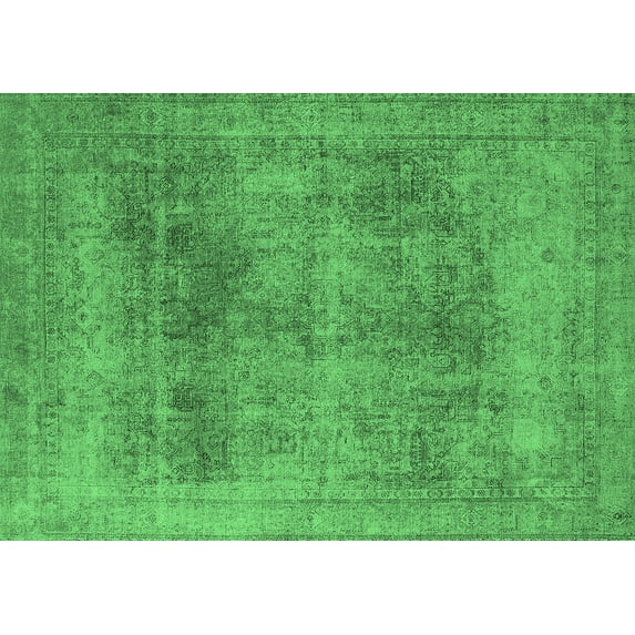 Ahgly Company Indoor Rectangle Oriental Emerald Green Industrial Area Rugs, 7' x 9'