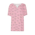 thumbnail image 4 of ALLLIST Womens Tops Under $10 Pink V-Neck Button Graphic Short Sleeve T-Shirts Womens Shirts Plus Size XXL, 4 of 5