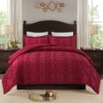 thumbnail image 2 of JML 2 Piece Queen Comforter Set With 1 Pillow Sham, Microfiber Geometric Comforter, Burgundy, 2 of 7