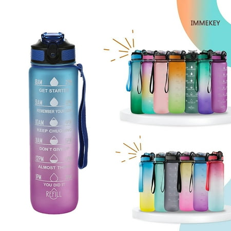 

IMMEKEY 32OZ Water Bottles with Removable Straw & Time Marker BPA Free Tritan Material Leakproof Water Jug for Fitness Sports