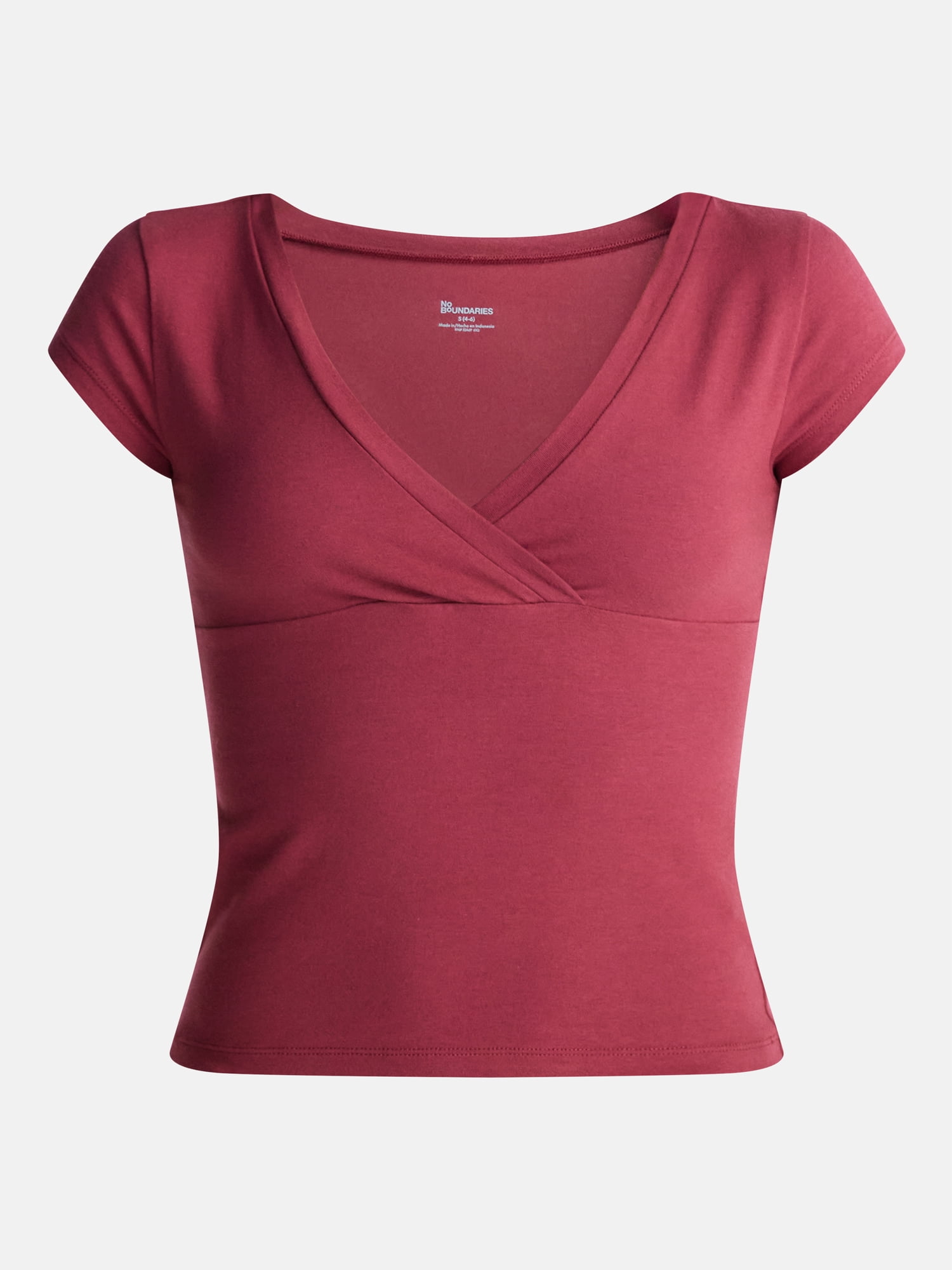 No Boundaries Surplice Top with Cap Sleeves, Women’s XXS-XXL