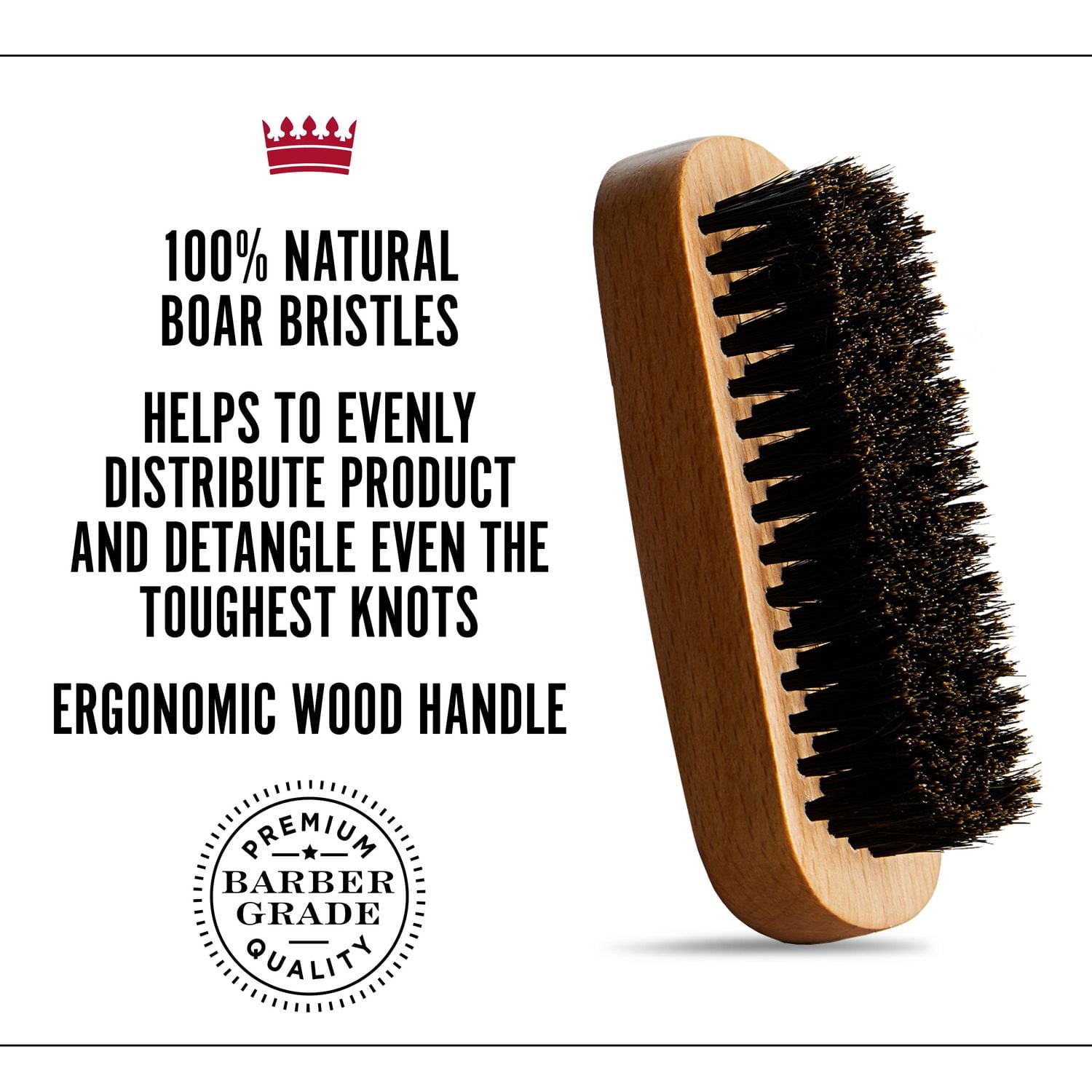 Brosse à barbe Cremo, brosse à barbe 100 % poils de sanglier, idéale pour le soin, la mise en forme et le style des barbes de toutes tailles.