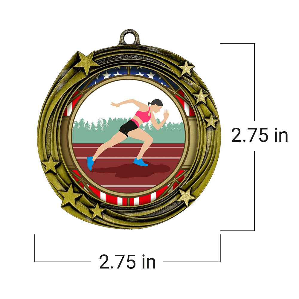 All Quality Stars Design Track and Field Medal (Female) | Competition | High Quality Metal Medals - 1st, 2nd, 3rd Place - 15 Piece Set (5 Pack)
