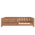 thumbnail image 3 of Bellemave Twin Montessori Floor Bed with Built-in Bookshelf, Twin Floor Bed with Full Safety Guardrails, Low-to-Floor Bed Frame with Slats, No Box Spring Needed, Easy Assembly, Dark Natural, 3 of 13