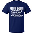 thumbnail image 2 of OXI T-Shirt - People Should Seriously Expecting, Basic Casual T-Shirt for Men's and Women Fleece T-Shirt Short Sleeve - Navy Blue Medium, 2 of 3