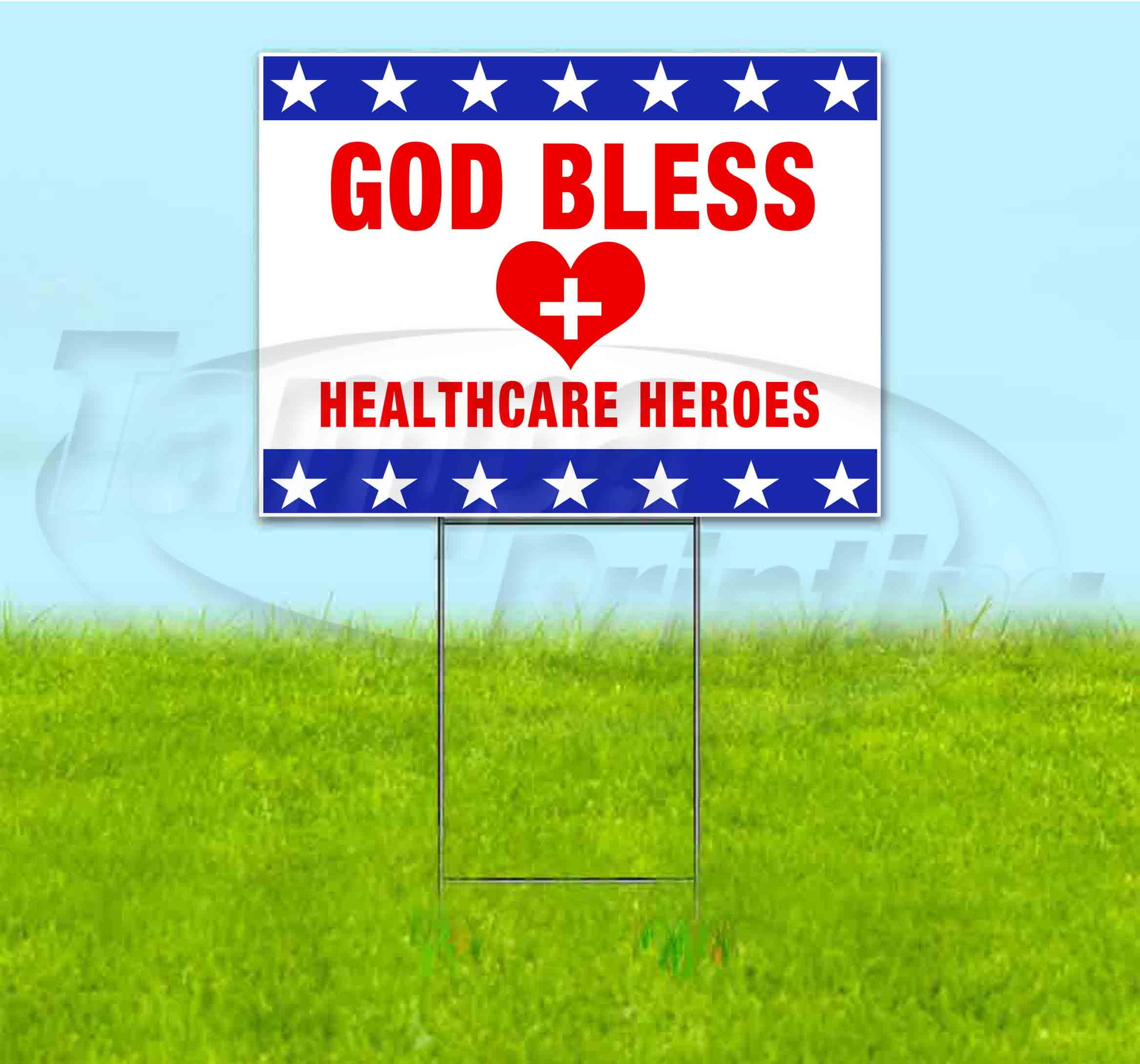 GOD BLESS AMERI 18"x24" Sign Bulk Coroplast Printed SINGLE SIDED with FREE STAND 
