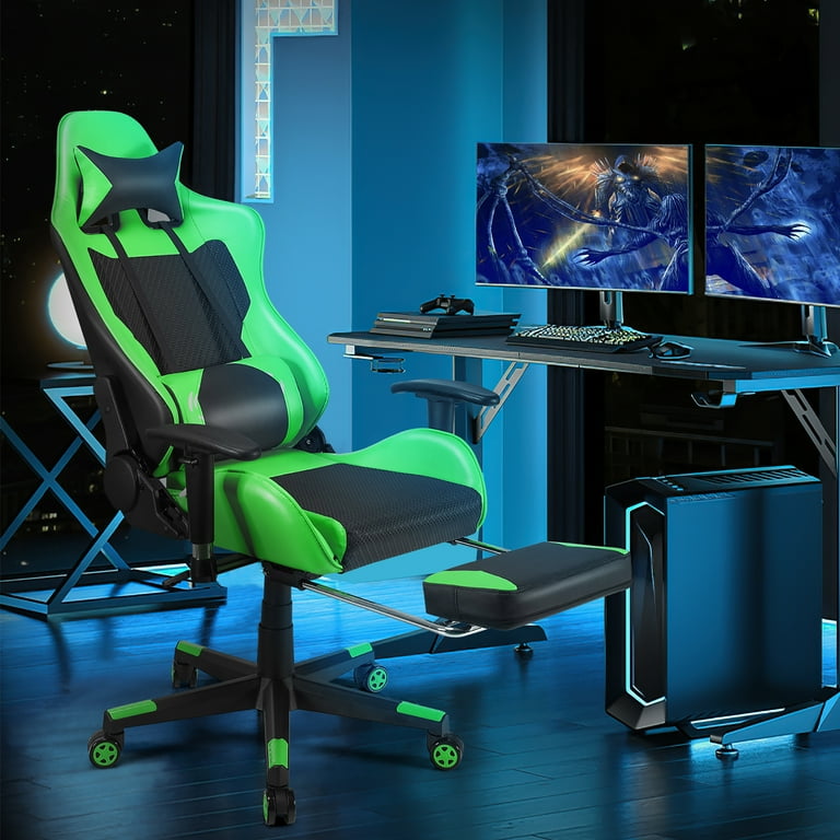 Costway Massage Gaming Chair Racing Recliner Computer Desk Chair w/Footrest  Green