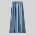 thumbnail image 4 of vigerkar Womens Satin Silk Maxi Slit Skirt Elastic Waistband Maxi Long Satin Slit Skirts Blue, M, 4 of 5