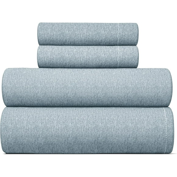 ERDS-Full Size 4 Piece Sheet Set - Comfy Breathable & Cooling Sheets - Hotel Luxury Bed Sheets for Women & Men - Deep Pockets, Easy-Fit, Soft & Wrinkle Free Sheets - Heathered Blue Oeko-Tex Bed Sheet