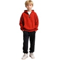 thumbnail image 5 of Dwellite Boys Waffle Hoodies for Kids Long Sleeve Quarter Zip Hooded Sweatshirt Pullover Tops Fall Tops With Pocket Red 160, 5 of 5