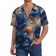 thumbnail image 1 of Fotbe Elegant Blue Gold Blooms Camisa Estampada de Manga Corta para Hombre, Casual de Verano, Estilo Playero, Sin Arrugas-Small, 1 of 5