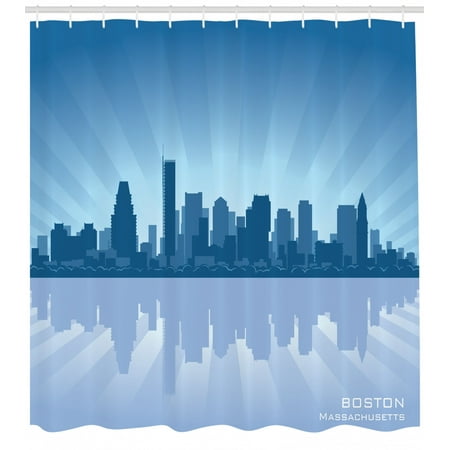 Boston Shower Curtain Massachusetts Skyline Illustration And