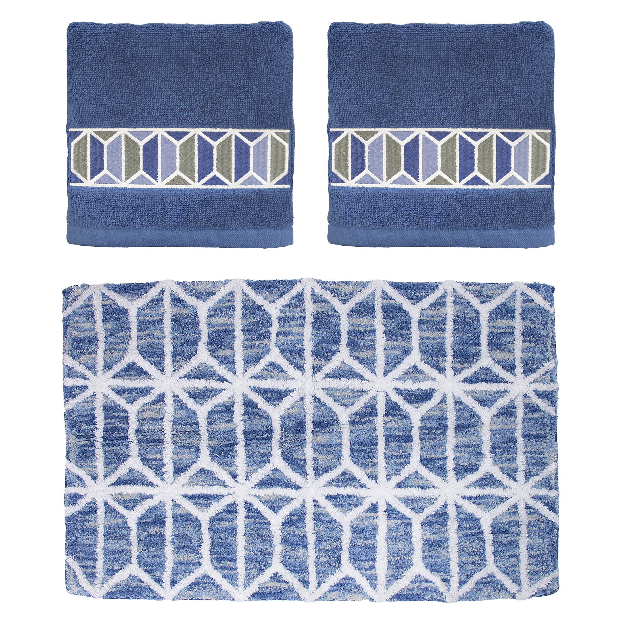 Pillowfort Bath Towel Diamond Pattern  Cotton Colorful 27" x 50" Jewel Tones 