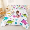 thumbnail image 3 of Metsweet Cartoon Animal Dinosaurs King Size Comforter Sets 3pcs, Floral Butterflies Comforters King Size, Pink Teal White,1 Comforter and 2 Pillowcases, 3 of 6