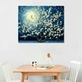 thumbnail image 2 of COMIO Canvas Wall Art for Bedroom Flower Canvas Picture Floral Tree Painting Almond Blossom at Starry Night Landscape Artwork Abstract Lake Blue Teal Yellow Canvas Print for Modern Home Living, 2 of 4