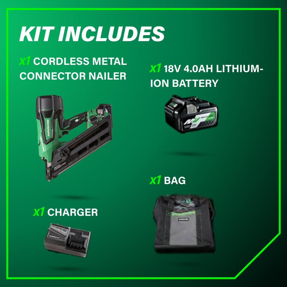 Metabo HPT 36V Cordless Metal Connector Nailer Kit, NR3665DA